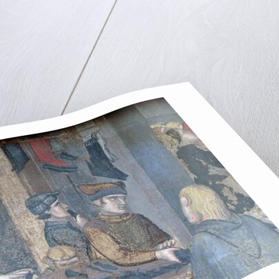 Effects of Good Government in the City, detail of a merchant and craftsmen in the shoemaker's shop, 1338-40 by Ambrogio Lorenzetti