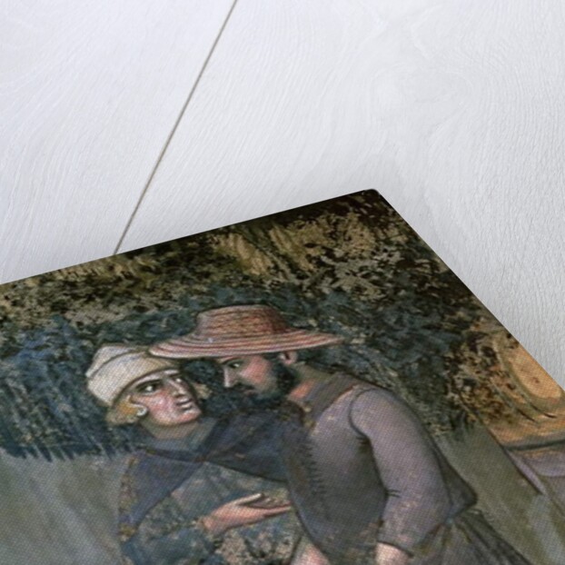 Effects of Good Government in the Countryside, detail of two men walking and talking, 1388-40 by Ambrogio Lorenzetti