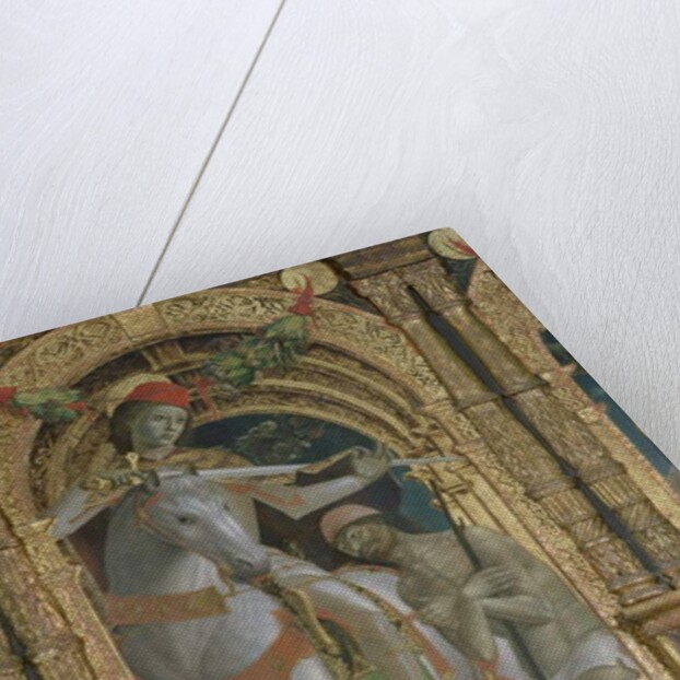 St. Martin sharing his cloak with the beggar, detail from a polyptych, 1485 by Bernadino & Zenale B. (1436-1526) Butinone