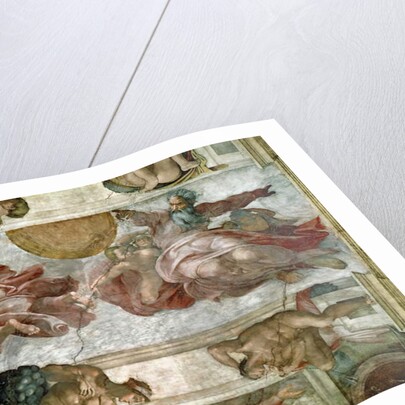 Sistine Chapel Ceiling: Creation of the Sun and Moon, 1508-12 by Michelangelo Buonarroti