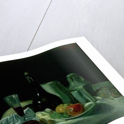 Still Life - Bottle and Fruit by George Leslie Hunter