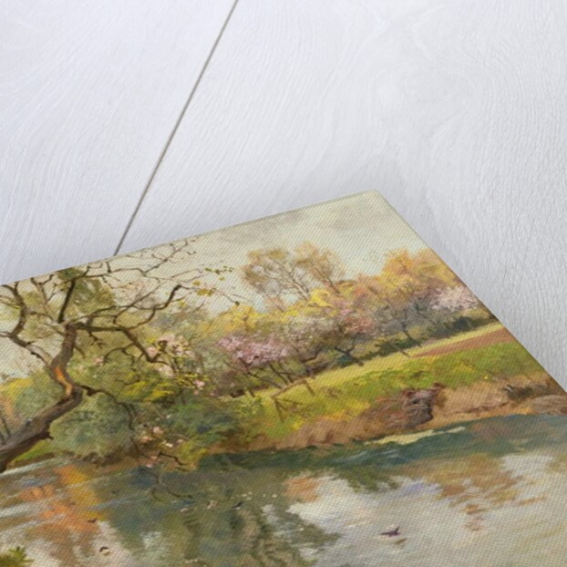 French River Landscape with a Flowering Tree by Fritz Thaulow