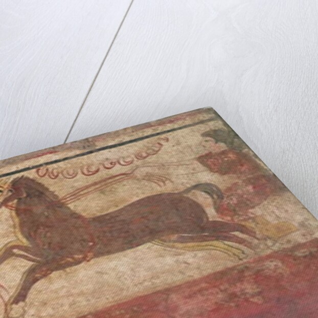 Chariot racing, detail from a tomb chamber, 330-320 BC by Etruscan