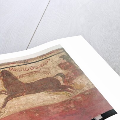 Chariot racing, detail from a tomb chamber, 330-320 BC by Etruscan