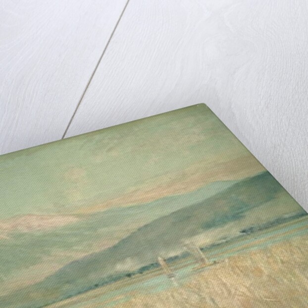 Dawn on the Sacred Mountain, the Fuji sun Half Hidden in the Clouds, 1889 by Alfred East