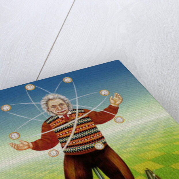 Albert Einstein juggling with time, 2000 by Frances Broomfield