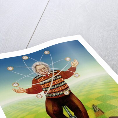 Albert Einstein juggling with time, 2000 by Frances Broomfield
