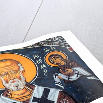 Saint Nicholas surrounds Christ and Mary Byzantine fresco by Anonymous