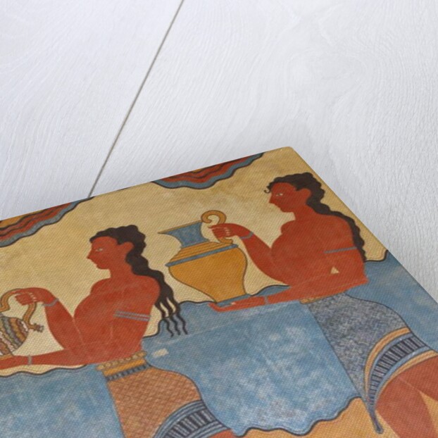 Figures of the procession fresco from the palace at Knossos by Minoan Minoan