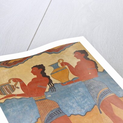 Figures of the procession fresco from the palace at Knossos by Minoan Minoan