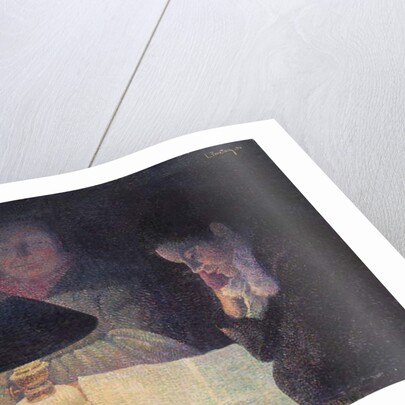 Reading under the Lamp, 1890 by Leon Pourtau