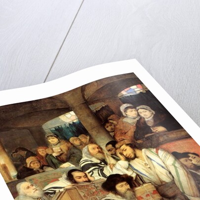 Jews praying in the Synagogue on Yom Kippur, 19th century by Maurycy Gottlieb