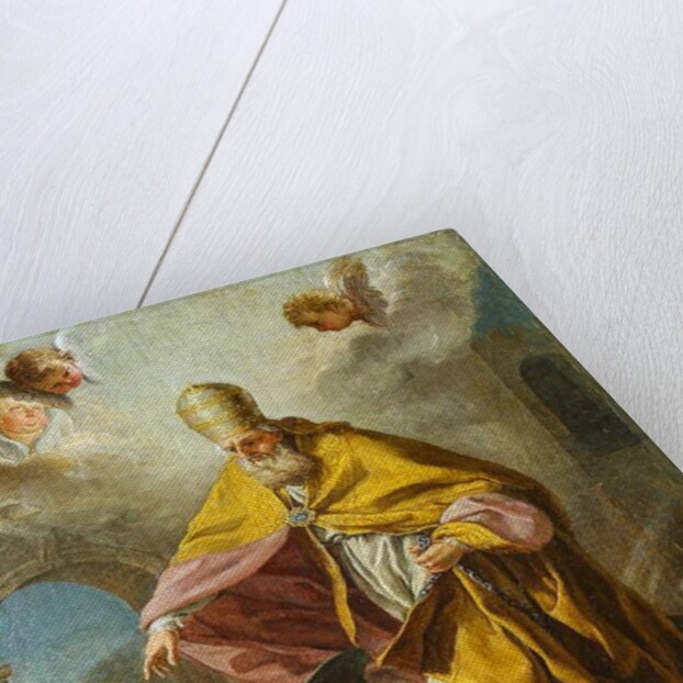 Pope Sylvester I slaying a dragon by Unknown artist