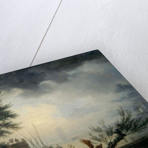 Sunrise, A Coastal Scene with Figures around a Fire, 1760 by Claude Joseph Vernet