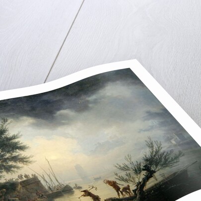 Sunrise, A Coastal Scene with Figures around a Fire, 1760 by Claude Joseph Vernet