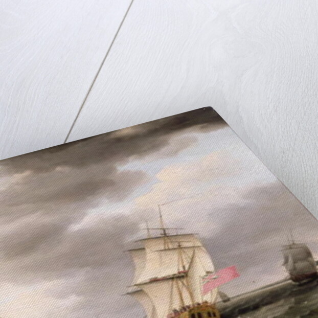 A Man of War passing the Eddystone Lighthouse, c.1773 by Francis Holman