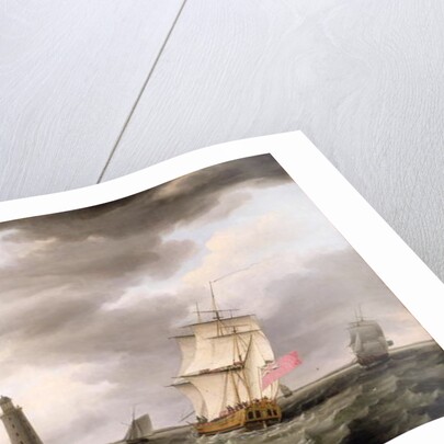 A Man of War passing the Eddystone Lighthouse, c.1773 by Francis Holman