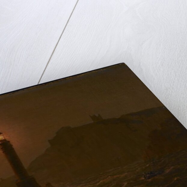 A Lighthouse on fire at night by Joseph Wright of Derby