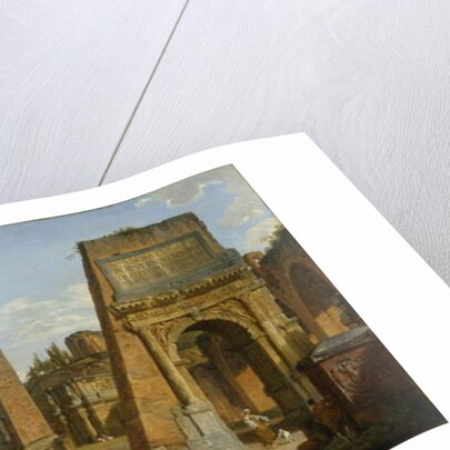 A Capriccio view of Roman ruins, 1737 by Giovanni Paolo Pannini or Panini