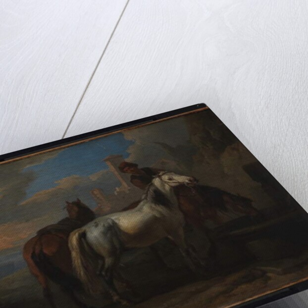 Horses drinking at a fountain, before 1720 by Pieter van Bloemen