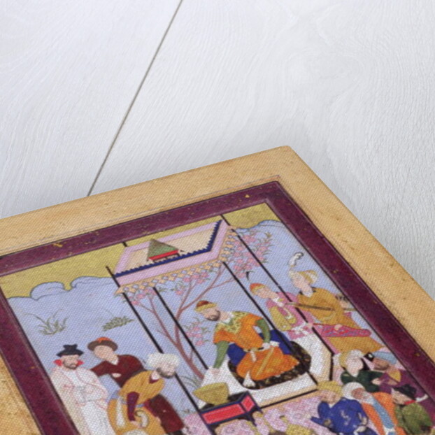 Khamsa of Nizami in a pavilion among followers and attendants, c.1590 by Persian School