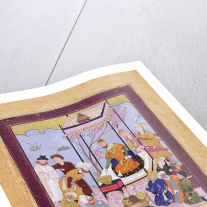 Khamsa of Nizami in a pavilion among followers and attendants, c.1590 by Persian School