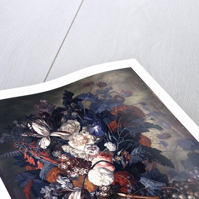 A Vase of Flowers with Fruit by Jacob van Huysum