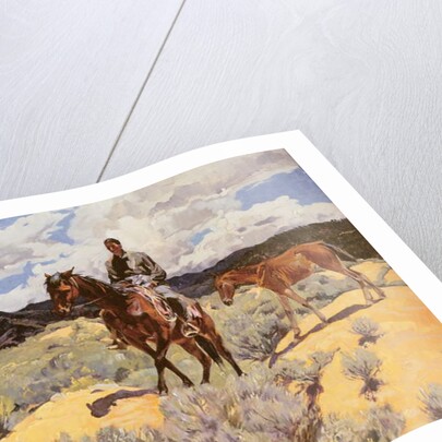 Indian on Horseback with Colt, c.1930 by Walter Ufer