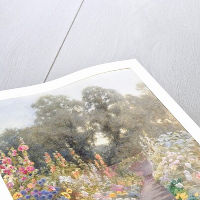 Garden Path with Hollyhocks and Poppies by Blanche Baker