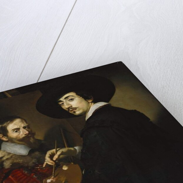 Self portrait with easel by Nicolas Regnier