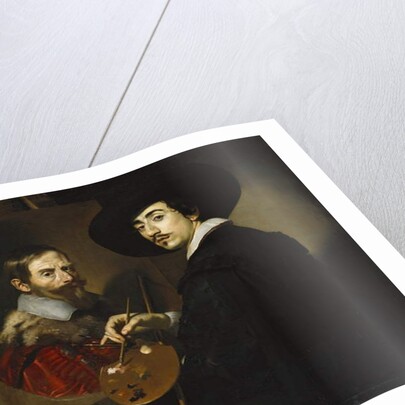 Self portrait with easel by Nicolas Regnier