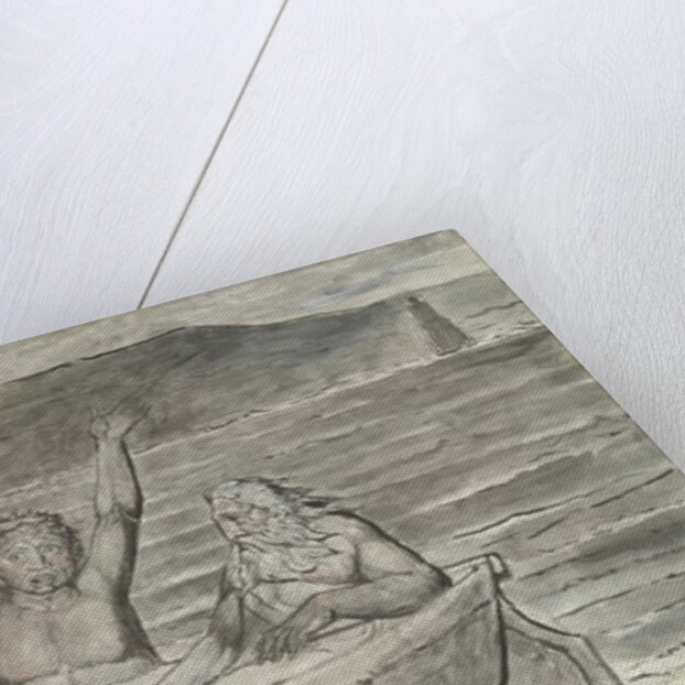Dante and Virgil in the Skiff of Phlegyas are hailed by Filippo Argenti by William Blake