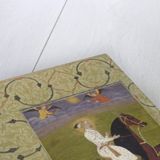 Equestrian portrait of Shahjahan, detached album folio, 1750-1770 by School Mughal