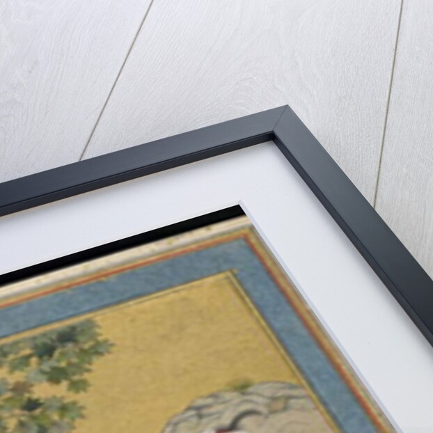 Holy man with prince and attendants, detached album folio with painting, c.1900 by Indian School