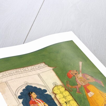 A woman gazing at a warrior, c.1680 by Indian School