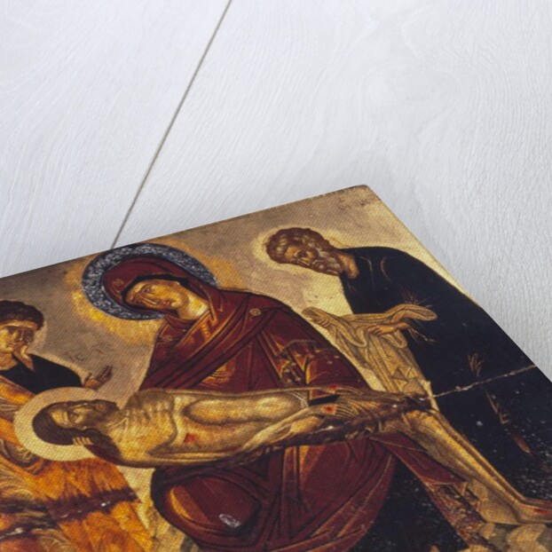 The Virgin with the Dead Christ and Saints John the Evangelist and Joseph of Arimathea, late 15th century by School Cretan