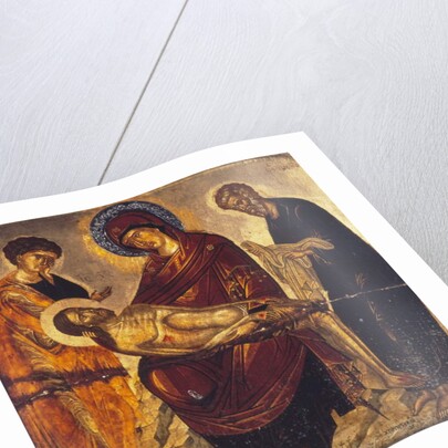 The Virgin with the Dead Christ and Saints John the Evangelist and Joseph of Arimathea, late 15th century by School Cretan