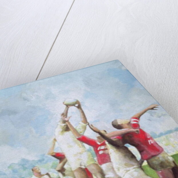 Rugby Match: Llanelli v Swansea, Line Out, 1992 by Gareth Lloyd Ball