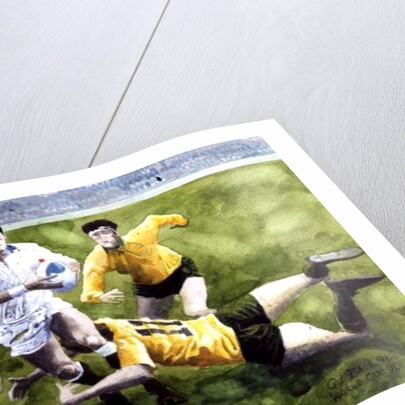 Rugby Match: England v Australia in the World Cup Final, 1991, Will Carling being tackled by Gareth Lloyd Ball