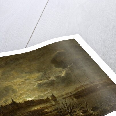 A Village on a River by Moonlight, c.1645-1700 by Aert van der Neer