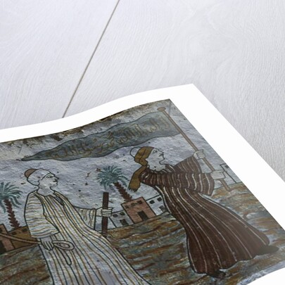 Painted wall depicting men with a camel by Egyptian Egyptian