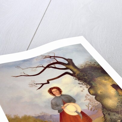 Young Girl in a Landscape with Primroses, c.1850 by English School