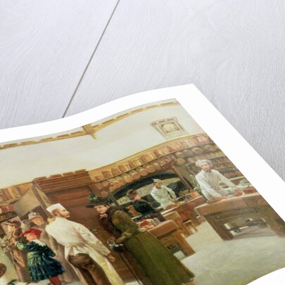 Study of the interior of the kitchen at Windsor Castle with a visit by the Royal Family, 1886 by Frank Watkins