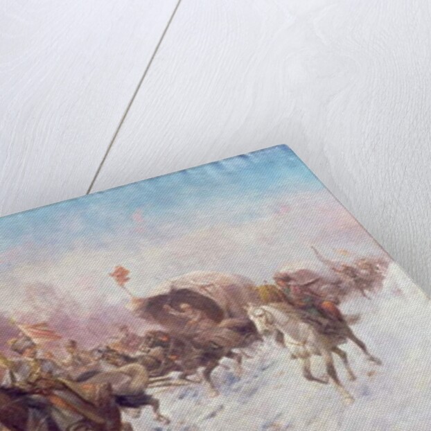 Cossacks in a winter landscape by Anton Baumgartner-Stoiloff