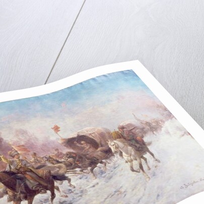 Cossacks in a winter landscape by Anton Baumgartner-Stoiloff