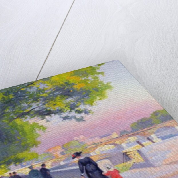 Promenade on the banks of the Seine in Paris by Jules Ernest Renoux