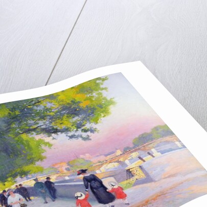 Promenade on the banks of the Seine in Paris by Jules Ernest Renoux