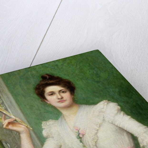 Portrait of a lady holding a fan, 1898 by Jules-Charles Aviat