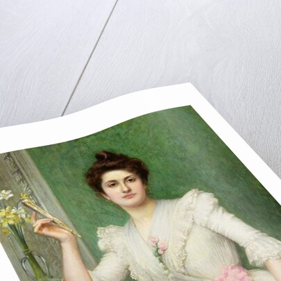 Portrait of a lady holding a fan, 1898 by Jules-Charles Aviat