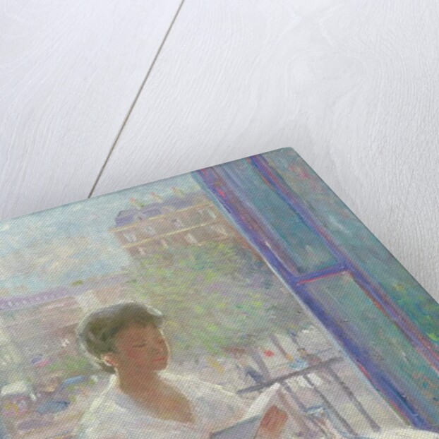 Lady Reading at an Open Window by Clementine-Helene Dufau